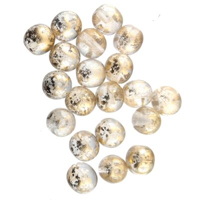 pērle apaļa 6mm (20gab) Crystal Gold spots