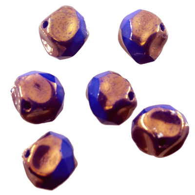 pērle 9mm (6gab) zila ar bronzu "Medium Royal Blue/Bronze"