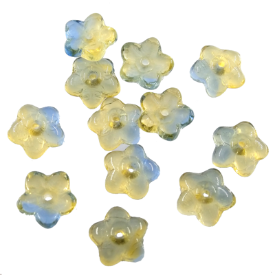 pērle puķe 7mm Forget-Me-Not Crystal dzeltena/zila (12gab) Čehija - c167