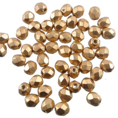 pērle ugunsslīpēta 4mm zelta matēta "Aztec Gold" (50gab) Čehija - c187