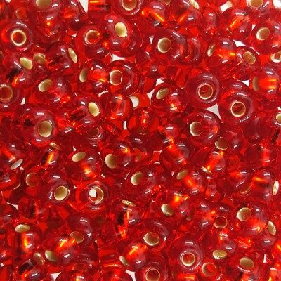 pērlītes N6 sarkanas ar spoguli "light Siam Ruby" (25g) Čehija - j385