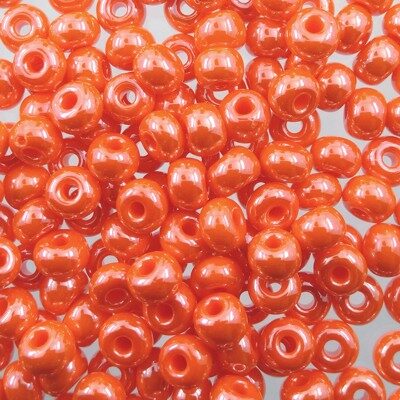 pērlītes N4 oranži sarkanas perlam. "Orange lustered" (25g) Čehija - j670