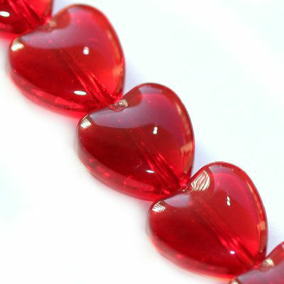 pērle sirds 10mm (10gab) sarkana - f3611