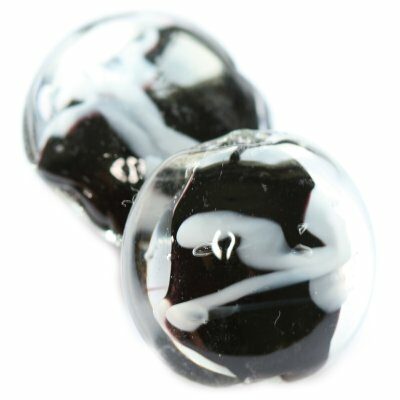 pērle tablete 20mm «Zirnekļa tīkls» melna ar baltu - f5682