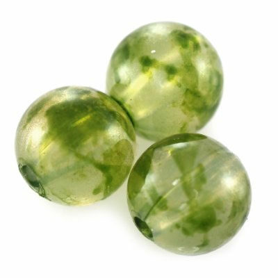 pērle apaļa 8mm polimēra zaļa marmorīga (20gab) - f7774