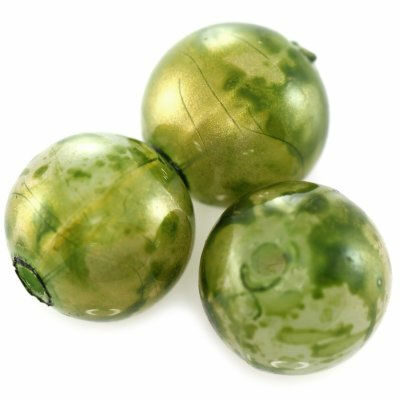 pērle apaļa 12mm polimēra zaļa marmorīga (10gab) - f7776