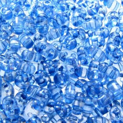 pērlītes TWIN 2.5x5mm zilas gels "Blue Sol-gel dyed" (25g) Čehija - j2066