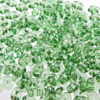 pērlītes TWIN 2.5x5mm zaļš gels "Peridot solgel dyed" (25g) Čehija - j2069
