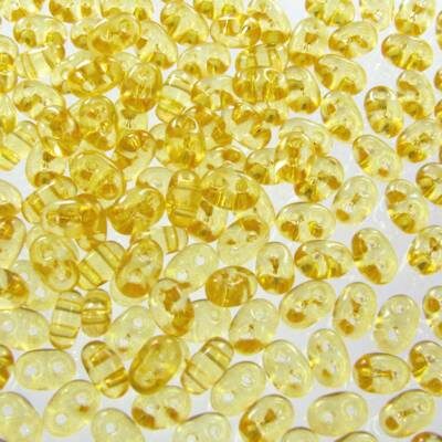 pērlītes TWIN 2.5x5mm dzeltens gels "Sun Yellow solgel dyed" (25g) Čehija - j2070