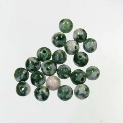 pērle apaļa 4mm Green Spot Stone (20gab) - k574