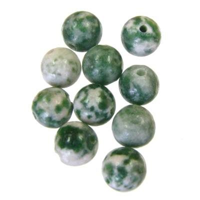 pērle apaļa 6mm Green Spot Stone (10gab)