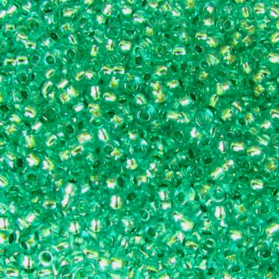 pērlītes N10 zaļas ar spoguli "Green silver lined dyed" (25g) Čehija - j1362