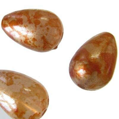 pērle lāse 15x10mm polimēra oranža marmorīga (10gab) - f7771