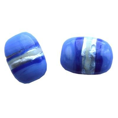 -40% pērle kantaina 18x14mm zila ar sudrabu (Indija) - b013