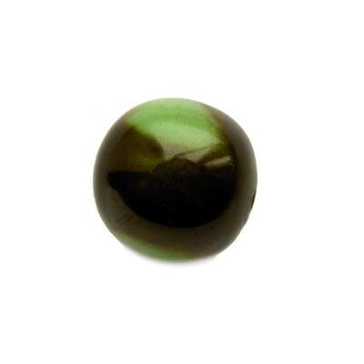 pērle apaļa 20mm polimēra melna ar zaļu (Indija) - b023
