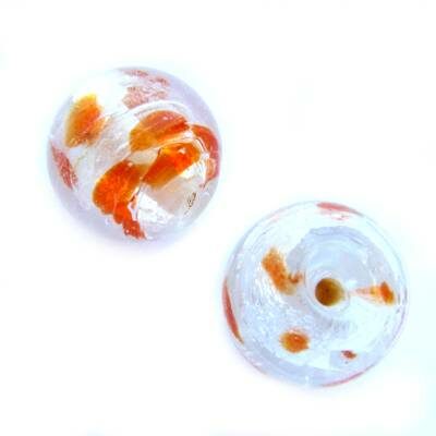 -60% pērle apaļa 12mm (Indija) caursp.ar oranžu - b186