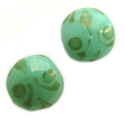 -60% pērle tablete d18x10mm zaļa ar ornamentu (Indija) - b208-4