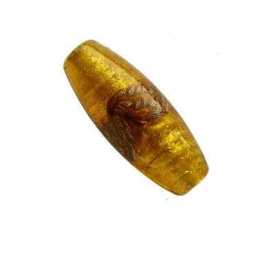 -60% pērle ovāla 30x10mm "Brokāts" ar vilni (Indija) dzeltena - b277-5