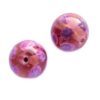 -60% pērle apaļa 15mm ar puķēm (Indija) rozā - b281-318