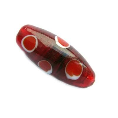 -40% pērle ovāla 30x13mm (Indija) sarkana - b284-7