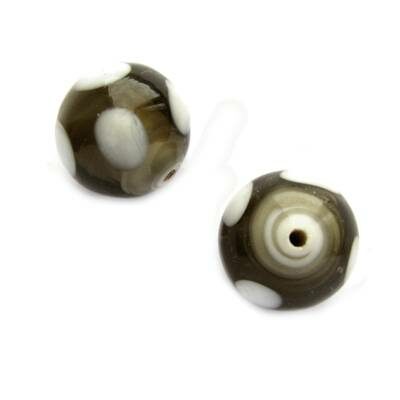 -60% pērle apaļa 16mm ar plankumiem (Indija) pelēka - b287-78
