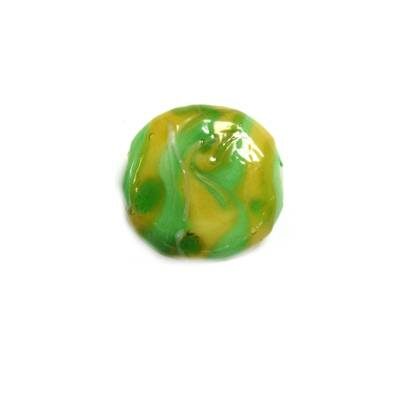 -60% pērle tablete 21mm (Indija) zaļa/dzeltena - b299-4