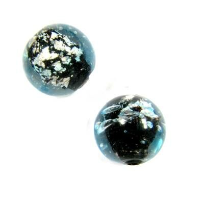 -60% pērle apaļa 14mm caursp.ar melnu/sudraba/zilu vidu (Indija) - b311-463
