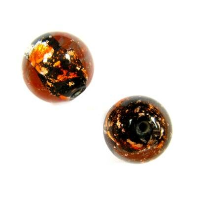 -60% pērle apaļa 14mm caursp.ar melnu/sudraba/oranžu vidu (Indija) - b311-465