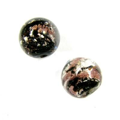 -60% pērle apaļa 14mm caursp.ar melnu/sudraba/rozā vidu (Indija) - b311-466