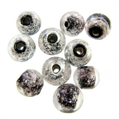 -40% pērle apaļa 8mm melna ar sniegu (10gab) Indija - b355-13