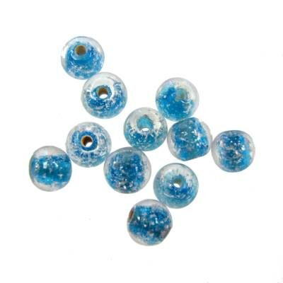 -40% pērle apaļa 6mm zila ar sniegu (20gab) Indija - b356-51