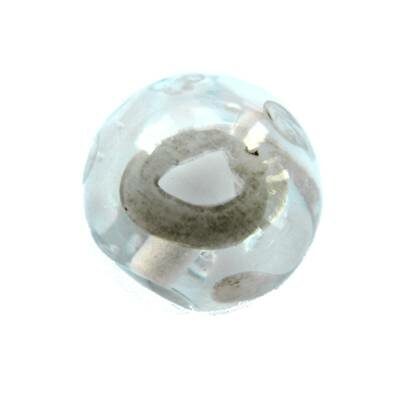 -40% pērle apaļa 14mm caursp.ar sudrabu/baltu apgleznota (Indija) - bgpf1
