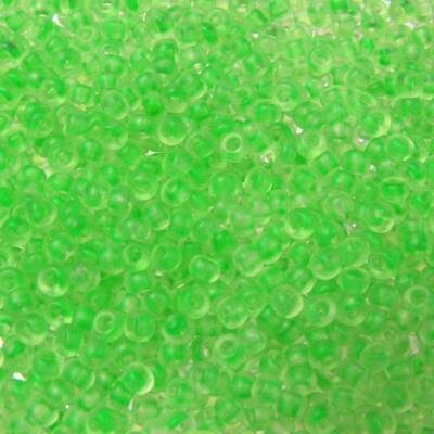 pērlītes N9 neona zaļas caursp.matētas "Neon Green clear matt" (25g) Čehija - j1147