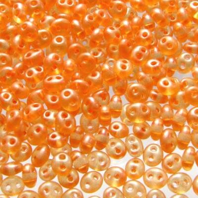 pērlītes TWIN 2.5x5mm oranžas gels "Orange Crystal terra pearl" (25g) Čehija - j2052