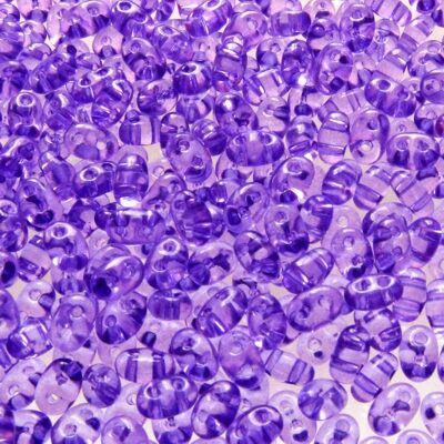 pērlītes TWIN 2.5x5mm violetas gela caursp. "Violet solgel dyed" (25g) Čehija - j2055