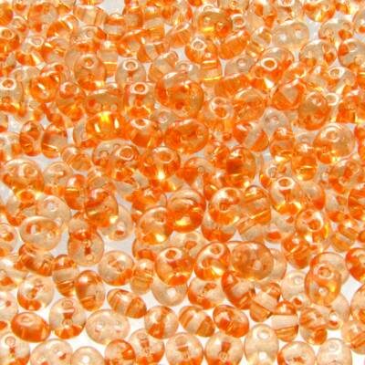 pērlītes TWIN 2.5x5mm oranžas gels "Orange solgel dyed" (25g) Čehija - j2057