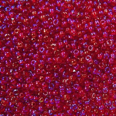 pērlītes N11 caurspīdīgas sarkanas ar varavīksni "Siam Ruby" (25g) Čehija - j894