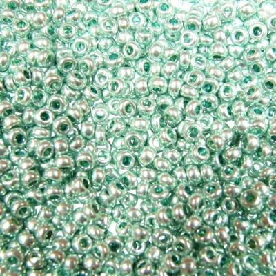 pērlītes N10 pelēkzaļas metāliskas "Green metallic" (25g) Čehija - j961