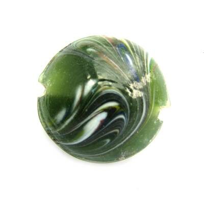 -60% pērle tablete d24x10mm zaļa ar raibu - k183