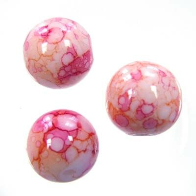 pērle apaļa 12mm stikls (10gab) lakota rozā