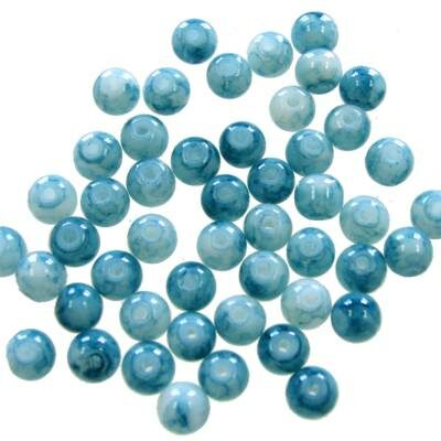 pērle apaļa 4mm stikls (50gab) lakota zila