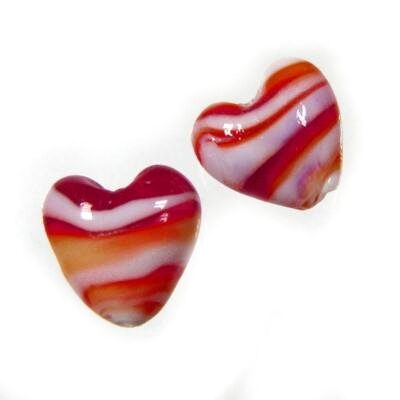 pērle sirds 15mm slāņaina sarkana(6gab)
