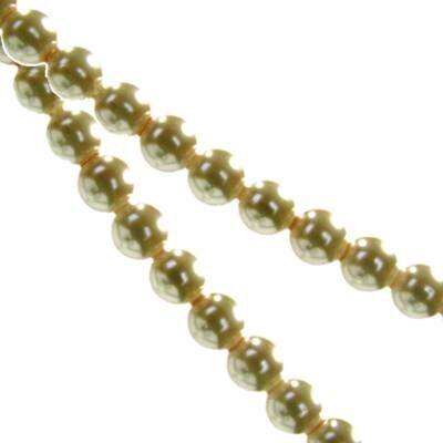 stikla pērles 6mm olīvu zaļas (30gab) Ķīna - ks06-28