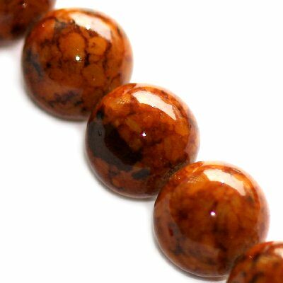 round beads marble dyed brown 6 mm (30pcs)