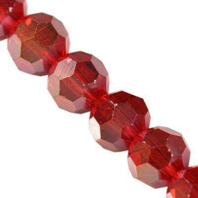 bead round faceted 6mm Disko 32 (20pcs) red AB CrystaLine™