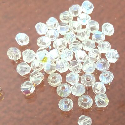 glass bicone beads 2mm (50pcs) Crystal AB, China