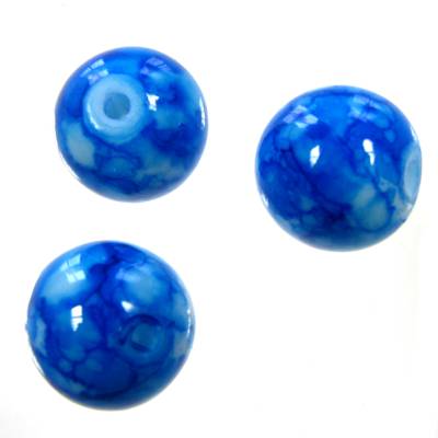 pērle apaļa 12mm stikls (10gab) lakota zila