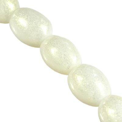 bead oval 6x8mm (20pcs) Gold Powder Classic white