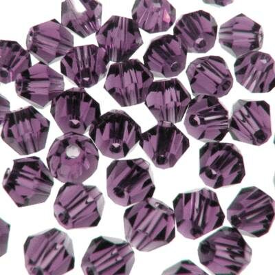 pērle konuss slīpēta 4mm violeta "Amethyst" (50gab) Ķīna