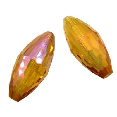 pērle ovāla 35x16mm kristāla slīpēta oranža AB